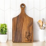 Personalised Engraved Initials Wood Bamboo Reversible Cheese Charcuterie Chopping Board with Grip Housewarming Wedding Gift for Couple