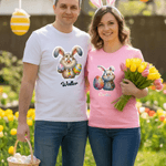 Personlig påsk tecknad kanin flerfärgad barn / vuxen T-shirt Sweatshirt med namn påsk födelsedagspresent för familj barn