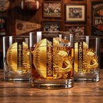 Personalized Golden Football Player 10 oz Whiskey Glass with Name and Number Birthday Father's Day Gift for Man Bartender Whiskey Enthusiast