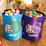 Personalized Glowing Cartoon Cute Bunny Basket with Name and Initial  Easter Party Easter Gift for Kids Family