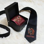 Personalised Knight Badge Initial Tie with Name Anniversary Birthday Father's Day Gift for Man