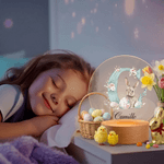 Gepersonaliseerd Aquarel Initiaal Paashaas Bloemen Eieren Acryl LED Nachtlampje met Naam en Houten Voet Decoratie Paas Cadeau voor Kinderen