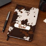 Personalised Leopard Print Highland Cow Pattern A5 Journal Notebook with Name Birthday Gift for Students