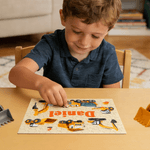 Personalized Construction Truck Jigsaw Puzzles with Name Educational Toy Home Decor Birthday Gift for Boys Kids