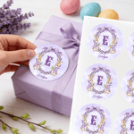 Personalized Cute Flower Peter Rabbit Set of 2 Easter Waterproof Stickers Labels with Name and Initial Easter Day Decor Party Favors for Family Kids