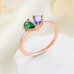 Personalisierte Herz Double Birthstones Ring Zierliche Schmuck Geburtstag Valentinstag Jahrestag Muttertag Geschenk für Frauen