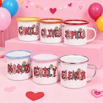 Henkilökohtainen romanttinen Cupido Sydän kuvio 12 oz emali muki nimi Home Decor Ystävänpäivä Syntymäpäivä lahja lapsille pari
