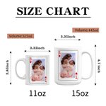 Personalized Red Heart Playing Card 11 oz 15 oz Ceramic Coffee Mug with Photo Initial and Text Valentine's Day Birthday Anniversary Gift for Couple