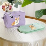 Gepersonaliseerde handgeschilderde aquarel stijl huisdier foto make-up tas met naam dagelijks reizen verjaardagscadeau voor huisdier liefhebbers eigenaren