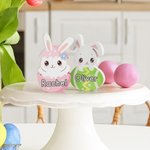 Personalized Multicolor Cute Easter Rabbit Ornament with Name Desk Decor Basket Stuffer Easter Party Gift for Family Kids