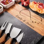 Personalised Engraved Name Marble 11 Pcs Chopping Board Coaster Set with Ceramic Bowl Engagement Christmas Gift for Family Friends
