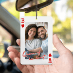 Personalized How Lucky Are We Photo Playing Card Couple Car Air Freshener Ornament Valentine's Day Anniversary Gift for Couples