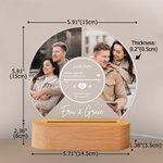 Personalized 2-4 Couple Photos Music Player LED Night Light with Names and Wooden Base Home Decor Valentine's Day Anniversary Birthday Gift for Couple