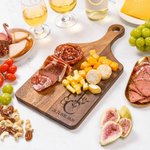 Personalised Engraved Initials Wood Bamboo Reversible Cheese Charcuterie Chopping Board with Grip Housewarming Wedding Gift for Couple