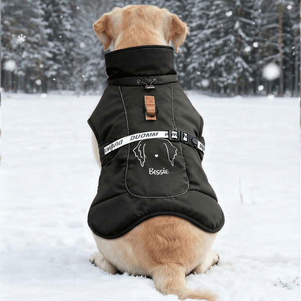 Personalized Cute Line Style Dog Pet Winter Windproof Jacket with Name Adoption Anniversary Birthday Gift for Pet Owners