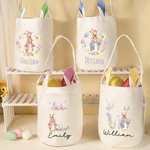 Personalised Cute Peter Rabbit Reusable Bunny Ear Easter Bucket Basket with Name and Initial Easter Egg Hunting Easter Party Favors Gift for Kids
