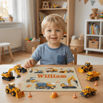 Personalized Construction Truck Jigsaw Puzzles with Name Educational Toy Home Decor Birthday Gift for Boys Kids