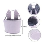 Personalized Bunny Onesie Cartoon Character Rabbit Ears Striped Easter Basket with Initial and Name Easter Party Favor Eggs Hunting Gift for Kids