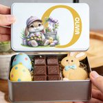 Boîte à biscuits en métal de qualité alimentaire avec nom Cadeau de Pâques pour la famille et les enfants