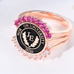 Personalised Birthstone Initial Graduation Signet Ring with Year and Text Graduation Keepsake Gift for University Graduates