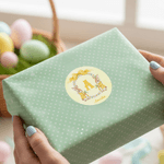 Personalized Cute Flower Peter Rabbit Set of 2 Easter Waterproof Stickers Labels with Name and Initial Easter Day Decor Party Favors for Family Kids