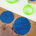 Personalizzato 3D stampato Orso Elefante Giraffa Design Fondant Cookie Cutter Timbro con nome Baby Shower Party Gift per il bambino Baby