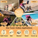 Personalized Palm Tree Gradient Color Oversized Quick Dry Beach Towel with Name Beach Travel Essentials Birthday Gift for Family Friend