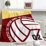 Couverture Personnalisée avec Motif de Ballon ou Balle de Sport Nom Texte et Numéro Décoration Maison Cadeau Anniversaire Noël pour Amoureux du Sport