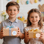 Personalized Cute Flower Peter Rabbit Set of 2 Easter Waterproof Stickers Labels with Name and Initial Easter Day Decor Party Favors for Family Kids