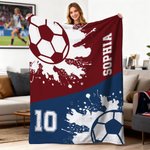 Personalised Volleyball Basketball Soccer Ball Sport Soft Throw Blanket with Name and Number Home Decor Birthday Christmas Gift for Sport Lover
