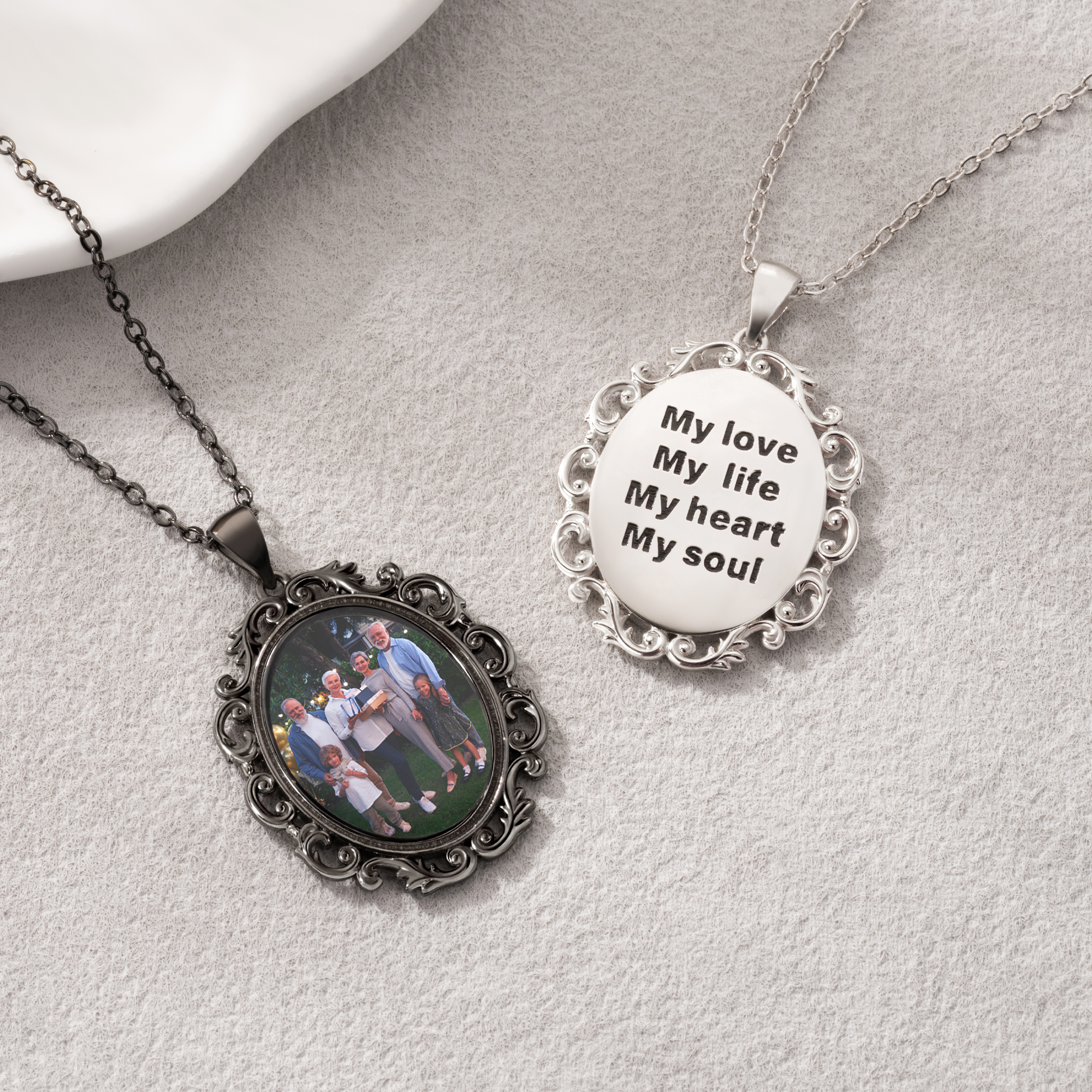 Collier pendentif photo personnalisé avec texte gravé Bijoux délicat Fête des mères Anniversaire Cadeau d'anniversaire pour femmes