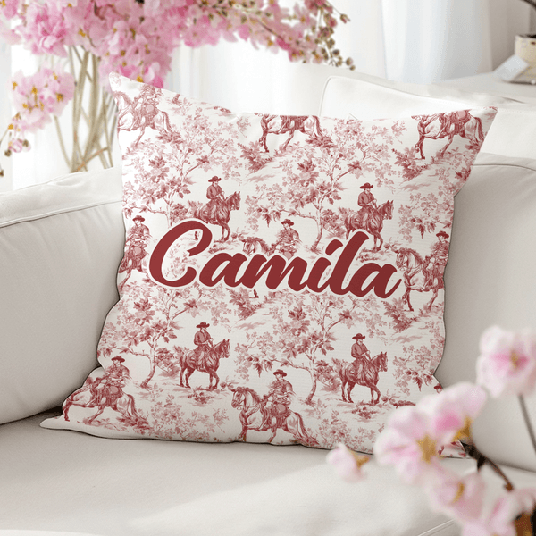Personalized Retro Western Cowboy Plant Texture Soft Throw Pillow Cover with Name Home Decor Birthday Gift for Family Friends