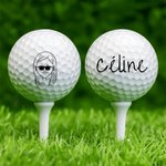 Balle de Golf Personnalisée avec Nom et Portrait Cartoon Cadeau Anniversaire pour Amateur de Golf
