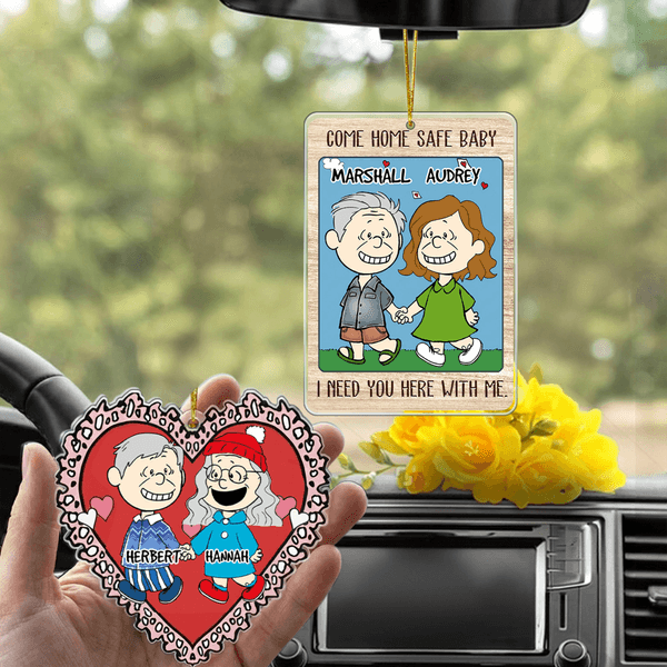Personalized Romantic Cartoon Couple Acrylic Ornament with Name Car Decor Valentine's Day Anniversary Gift for Couples