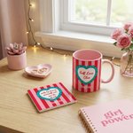 Personalized Self Love Clue Heart 11 oz 15 oz Ceramic Mug with Name and Coaster Valentine's Day Birthday Gift for Her Him