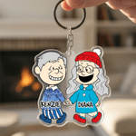 Personalizzato romantico Cartoon coppia portachiavi in acrilico con nomi uso quotidiano San Valentino regalo di anniversario per la coppia fidanzato fidanzata