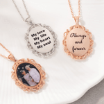 Personalized Photo Pendant Necklace with Engraved Text Dainty Jewelry Mother's Day Anniversary Birthday Gift for Women