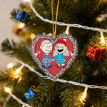 Personalized Romantic Cartoon Couple Acrylic Ornament with Name Car Decor Valentine's Day Anniversary Gift for Couples