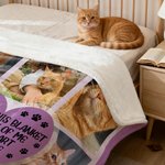 Personalized Paw Print Heart Pet Photos Plaid Soft Throw Blanket with Name Home Decor Birthday Gift for Pet Lovers