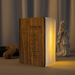 Personalised Engraved Cross Bible Verse Wooden LED Book Lamp with Name Home Decor Baptism Birthday Gift for Family Friend Christian