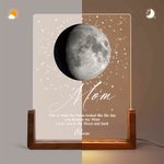 Personalisierte Mondphase Acryl LED-Nachtlicht mit Namen und hölzerne Basis Home Decor Muttertag Geburtstag Geschenk für Mütter Kinder