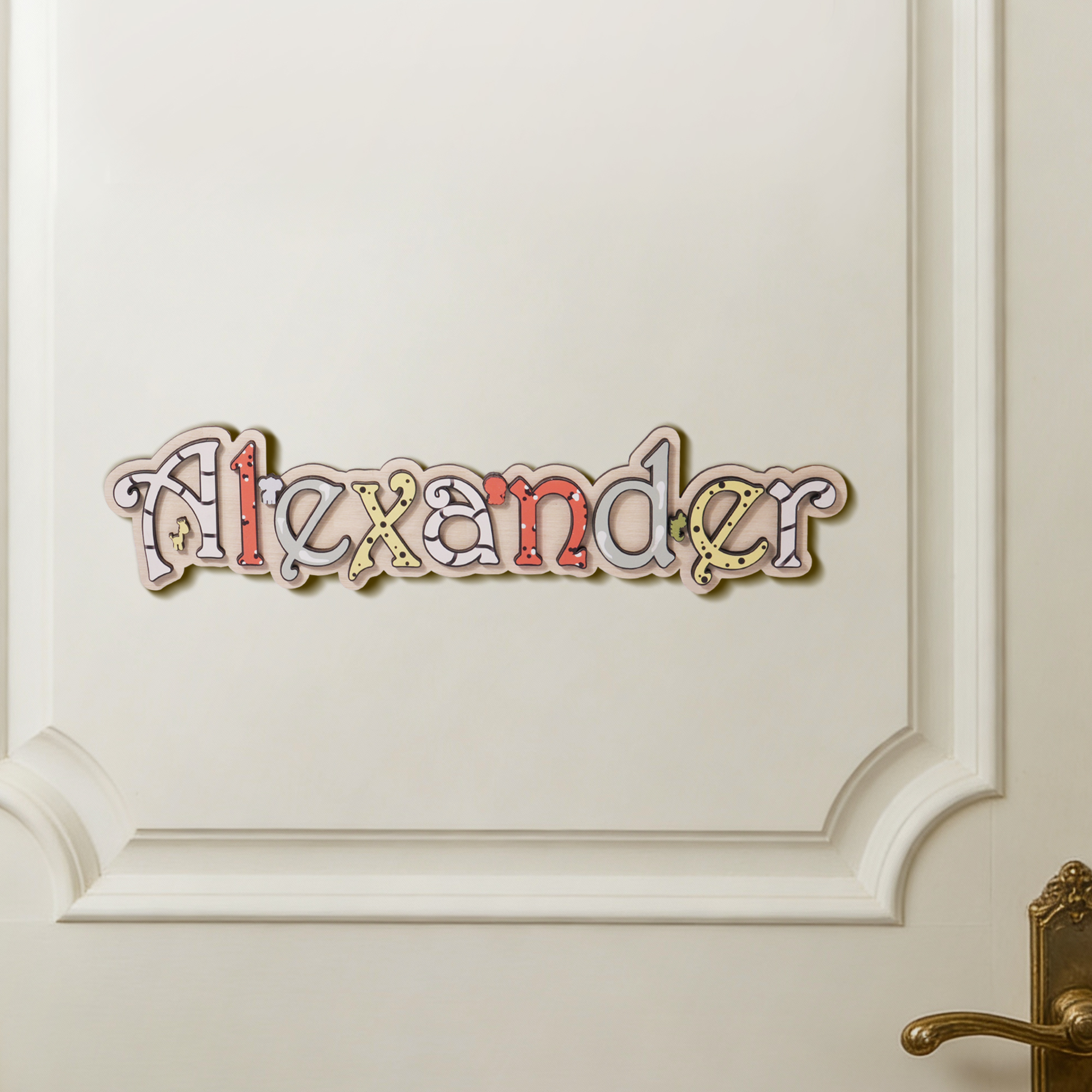 Plaque de porte en bois pour coffre à jouets Safari Space Daisy Design avec nom Décoration murale pour chambre d'enfant Cadeau d'anniversaire pour enfants