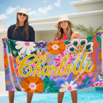 Serviette de plage personnalisée en microfibre à séchage rapide avec nom Cadeau d'anniversaire pour les femmes et les amis