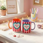 Personalized Self Love Clue Heart 11 oz 15 oz Ceramic Mug with Name and Coaster Valentine's Day Birthday Gift for Her Him