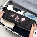 Personalised Pink Pattern Waterproof Hair Styling Tool Storage Bag with Name and Removable Insulated Pad Travel Use Birthday Gift for Hairdressers