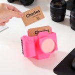 Personalised 3D Printed Camera Shape Business Card Holder Plaque with Name Desk Decor Birthday Gift for Photographers Photography Enthusiasts