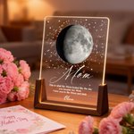 Personalisierte Mondphase Acryl LED-Nachtlicht mit Namen und hölzerne Basis Home Decor Muttertag Geburtstag Geschenk für Mütter Kinder
