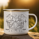 Henkilökohtainen seikkailu vaellus viiva piirustus 12 oz emali muki nimi syntymäpäivä leirintäalue lahja ystäville retkeilijöille retkeilijöille