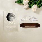 Personalisierte Mondphase Acryl LED-Nachtlicht mit Namen und hölzerne Basis Home Decor Muttertag Geburtstag Geschenk für Mütter Kinder