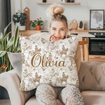 Personalized Retro Western Cowboy Plant Texture Soft Throw Pillow Cover with Name Home Decor Birthday Gift for Family Friends